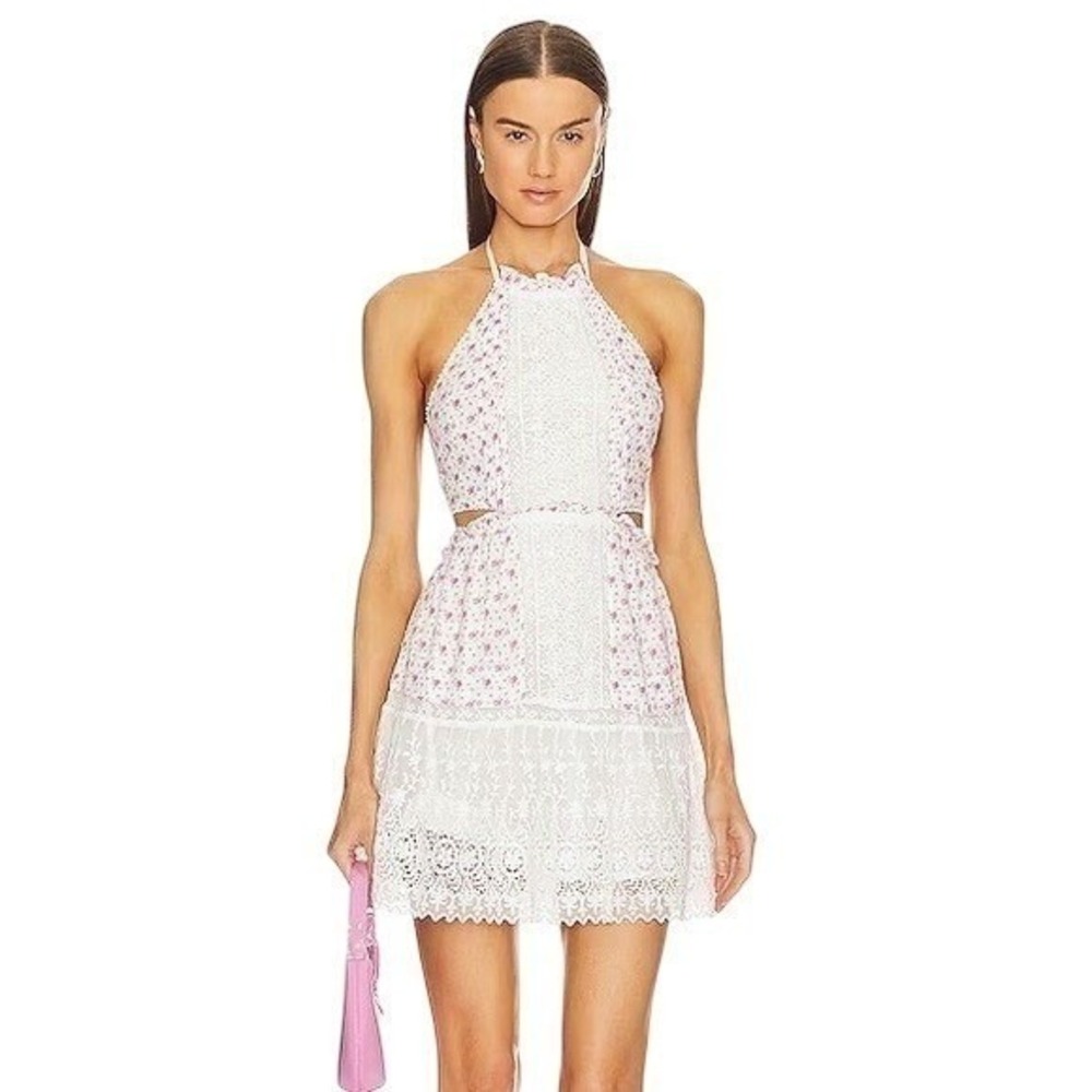 LoveShackFancy Kesia Lace Mini Dress NWT‎ Size M Pink Wedding Cocktail Party